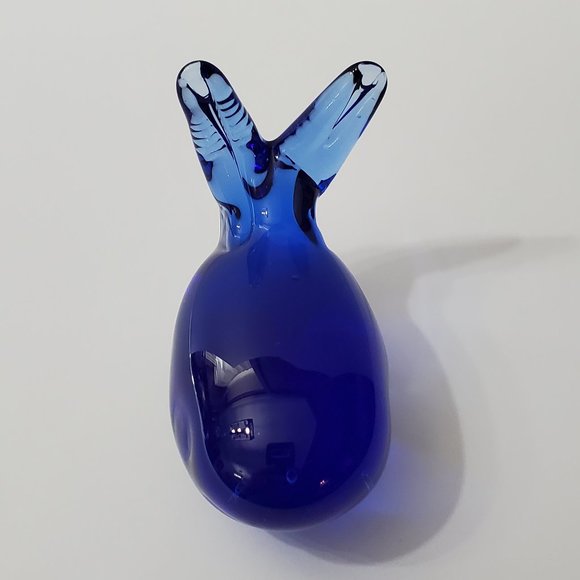 Cobalt Blue Glass Whale Paperweight Blue Art Glass Whale Figure Figurine Decor - Picture 3 of 6